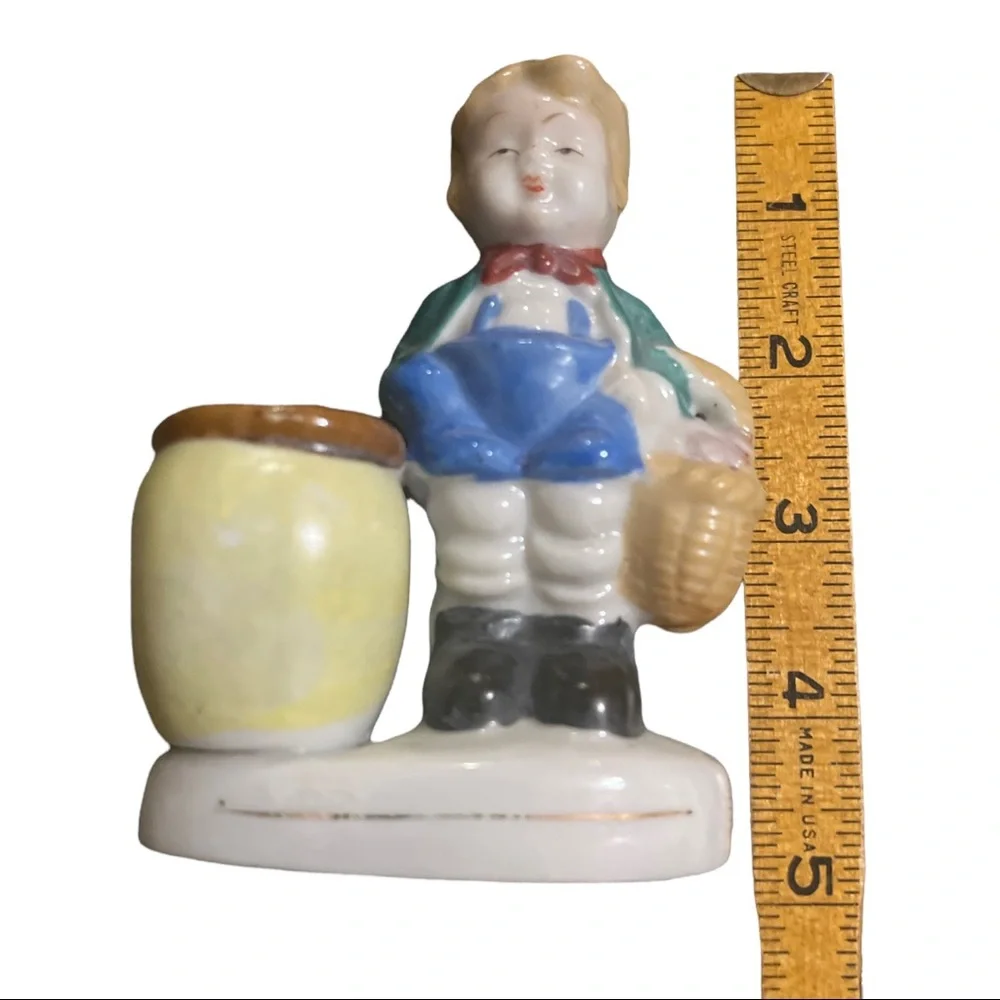 1950’s Vintage PorcelainToothpick Holder of Little‎ Boy, Made in Occupied Japan